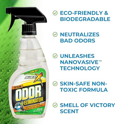 SweatX Extreme Odor Spray - Multipurpose No-Wash Deodorizer - Ideal for Shoes and Gym Clothing - Victory Scent (16 fl oz) - size: 16 Fl Oz (Pack of 1)