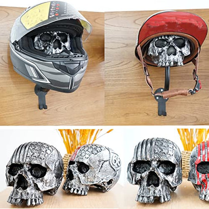 Helmet Holder,Skull Helmet Holder Wall Mount Helmet Rack with 2 Hooks Helmet Hanger for Coats,Caps,Baseballs,Rugby Helmet,Motorcycle Accessories - color: Black