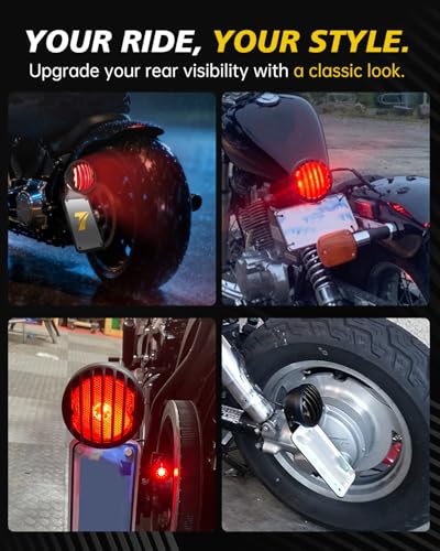 TSUNG Motorcycle LED Tail Light Grille with License Plate Light Rear Brake Stop Light Custom Taillight Compatible with Bobber Chopper Cafe Racer Cruiser Sporster 883 Rebel 500 Shadow (Slat-Smoke) - color: Slat-Smoke