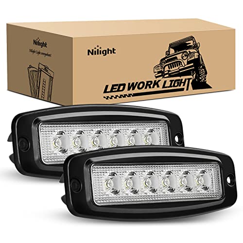 Nilight LED Pods Flush Mount 2Pcs 18W 7.3Inch Spot Offroad Fog Light Bar Waterproof Lighting for Tractor Boat SUV ATV UTV 4WD Car Truck Motorcycle Dirt Bike Golf Cart 12V 24V - color: 2Pcs 18w Flush Mount Lights