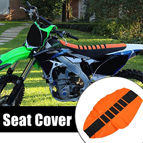 X AUTOHAUX Universal Motorcycle Pit Dirt Bike Faux Leather Soft Seat Cover Anti Slip Seat Cushion Orange Black - color: Orange