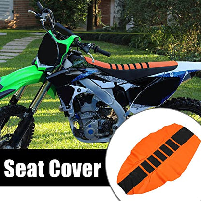 X AUTOHAUX Universal Motorcycle Pit Dirt Bike Faux Leather Soft Seat Cover Anti Slip Seat Cushion Orange Black - color: Orange