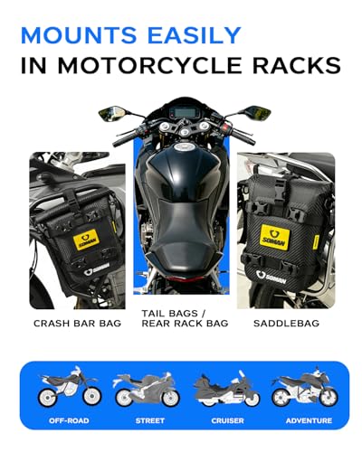 Waterproof Motorcycle Crash Bar Bag 6L, Motorcycle Tail Bag Luggage with Shoulder Straps, Dry Bag Saddle Bag Used in Saddle Rack Rear Fender for Travel & Adventure (Carbon Fiber Pattern) - color: Carbon Fiber Pattern