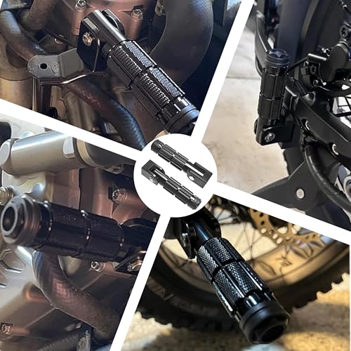 M8 Motorcycle Foot Pegs Folding Rearsets-90 Degree Foldable Footrest Fit 0.86-1.37in Brackets, Anti-Skid CNC Footpegs with Rubber Gasket for Pit Bike Dirt Bike Adventure Touring Bikes (Black) - color: Black