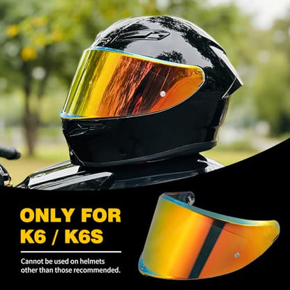 K6 Helmet Shield Visor Replacement Face Shield Compatible with K6 K6S Motorcycle Helmet Accessories (Chrome Red) - color: Chrome Red