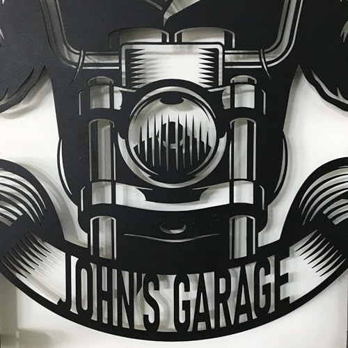 Custom Metal Skull Garage Wall Hanger – Personalized “Your Name Garage” Helmet and Jacket Rack – Handmade Laser Cut Black Steel Wall Art for Motorcycle Lovers Gift (52X59cm/20X23 Inches) - size: 52X59cm/20X23 Inches