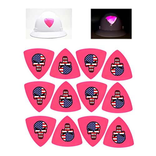 Customizable Reflective Helmet Strips and Tape for Hardhats - Safety Stickers, Waterproof, High Visibility - 12pc - color: Pink Triangle