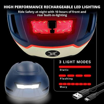 XNITO Bike Helmet with LED Lights - Urban Bicycle Helmet for Adults, Men & Women - CPSC & NTA-8776 Dual Certified - Class 3 E-Bikes, Scooters, Onewheel, Commuter, Mountain - color: Logan, size: X-Large