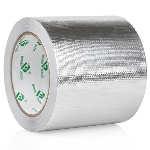 BOMEI PACK Adhesive Aluminum Foil Heat Shield Tape Barrier 4in x 66ft, Fiberglass Thermal Insulation Reflective Material High Temp - size: 4in*66ft
