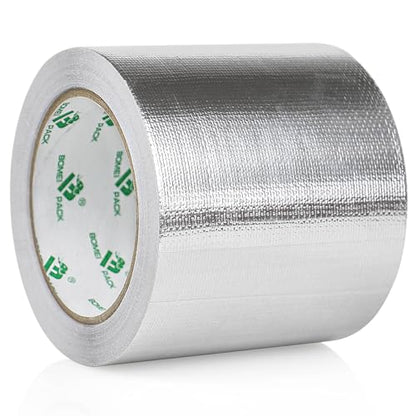 BOMEI PACK Adhesive Aluminum Foil Heat Shield Tape Barrier 4in x 66ft, Fiberglass Thermal Insulation Reflective Material High Temp - size: 4in*66ft