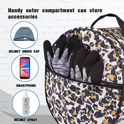 Harrison Howard Equestrian Motorcycle Riding Waterproof Helmet Bag Helmet Case Storage Carring Bag - color: Classic Leopard