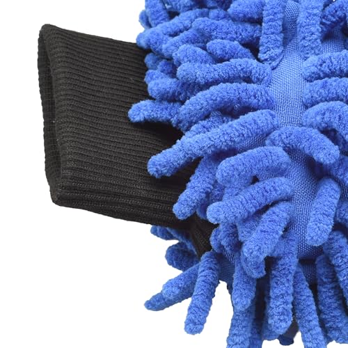 Microfiber Car Wash Mitt, Chenille Noodle Glove for Cars, Trucks, RVs, and Boats, Scratch-Free, Machine Washable, Reusable (1, Blue) - color: Blue