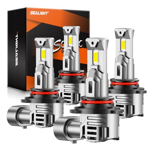 SEALIGHT 9005 9006 Fog Bulbs, 80000LM 6500K Cool White, 1:1 Mini Size, 9005 9006 Bulb with 13000RPM Cooling Fan, 3 Mins Plug-N-Play, Non-polarity, Pack of 4 - size: 9005+9006