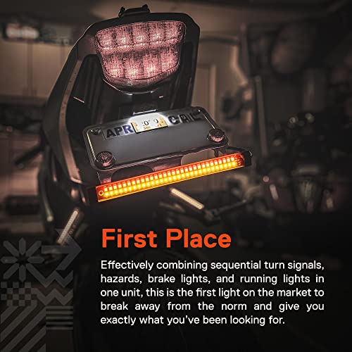 TRUE MODS 1pc 8" LED Motorcycle Turn Signal & Brake Taillight Strip [Waterproof] [Dual Row] [RED Tail & Brake] [AMBER Sequential Blinker] Self Adhesive Surface Mount Flexible Lamp for ATV Dirt Bike - size: 1pc 8", style: Tail Light w/ Amber Sequential