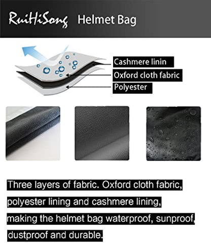 Helmet Bag,Helmet Storage Bag,Motorcycle MX Helmet Bag With Silver Piping, Zipper, Carry Handle and Cashmere Lining