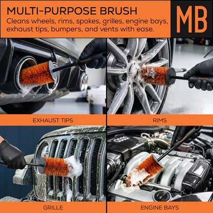 Sudslab Mini Wheel Cleaning Brush – Durable Multipurpose Rim Brush for Cars, Trucks, Motorcycles, Bicycles, Boats, Rims, Exhaust Tips, – Mini Design, Dense Bristles, All Surface Cleaner - size: Mini