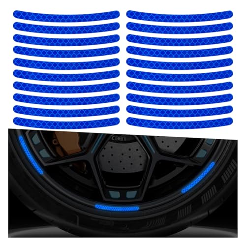 ZIMISI 20PCS Car Wheel Stripe Reflective Stickers, Anti-Scratch Rim Decals for Vehicles, Night Safety Warning Tape Decal, Car Wheel Decorative Stripe Stickers for Motorcycles, Bicycles (Blue) - color: Blue