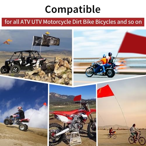 1Pcs 1/4'' Flag Poles Compatible with All ATV UTV Motorcycle Dirt Bike All (Red) - color: Red