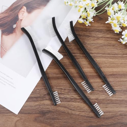 4 Pcs Small Cleaning Brushes, Nylon Bristles Small Detailing Crevice Brush, Mini Stiff Bristles Brushes for Detailed Cleaning of Jewelry, Cars, Kitchen, Spaces - color: Black
