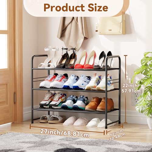Simple Shoe Rack, 3 Tier Heavy Duty Metal Shoe Shelf 27 Inch Wide, Black - color: Black, size: 3 Tier(27 Inch)