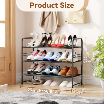 Simple Shoe Rack, 3 Tier Heavy Duty Metal Shoe Shelf 27 Inch Wide, Black - color: Black, size: 3 Tier(27 Inch)