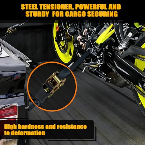4-Pack Ratchet Straps, 15 Feet -1800 lb Break Strength Heavy Duty Ratchet Straps Retracting Tie Down Straps Set for Truck, Motorcycle, ATV, UTV, Cargo Trailer