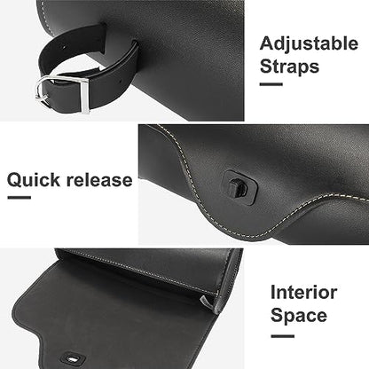 Motoforti Universal Motorcycle Handlebar Tool Bag Cycling Storage Bag Waterproof Faux Leather Black