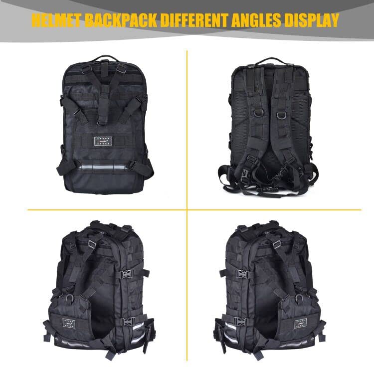 Large Capacity Motorcycle Helmet Backpack, Waterproof Motorcycle Backpack for Men Riding Hiking Cycling Backpack - color: Black