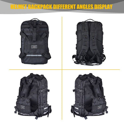 Large Capacity Motorcycle Helmet Backpack, Waterproof Motorcycle Backpack for Men Riding Hiking Cycling Backpack - color: Black