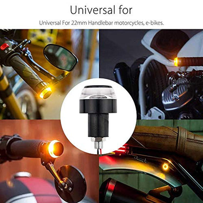 TOPKU Motorcycle Turn Signal Light Grip Bar Plug Strobe Side Marker End LED Handlebar Motorcycle Handle Bar Grip Plug Side Marker Lamp Accessory 2-Pack