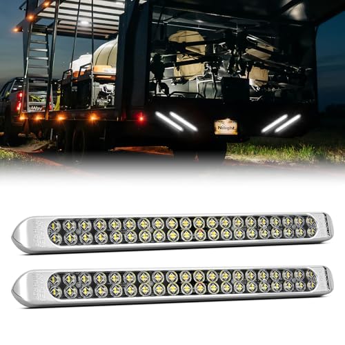 Nilight LED Tail Light 2PCS 17 Inch 40LED White Running Tail Reverse Back Up Lights w/Chrome Bezel Waterproof Surface Mount for 12V Towing Trailer Truck RV Camper Boat - color: 2Pcs 17" White 40LED w/chrome bezel