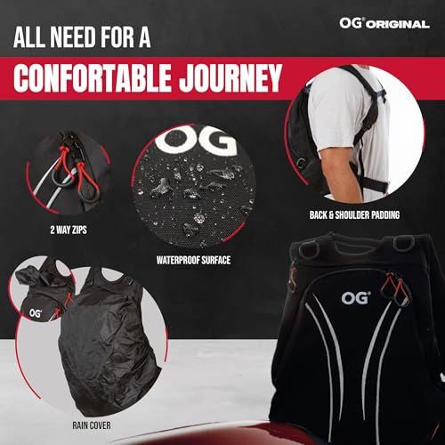 OG Original Roadrunner Motorcycle Backpack Waterproof Black Light Weight 20L, Motorbike Helmet Holder, Cycling, Antitheft, Laptop, Reflective - style: Roadrunner