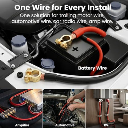 GEARit 4 Gauge Wire 50 ft Each Black/Red Set, 4 AWG Battery Cable CCA, 4 Gauge Power Ground Wire for Car Audio Amp, Automotive, RV, Trailer - color: 4 Gauge Wire, size: Black/Red - 50ft Each