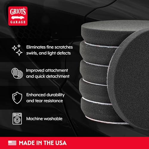 Griot's Garage 5.5" Black Foam Finishing Pads for Car Polishing and Detailing, Buffing Pads for Paint Correction and Sealant Application, 12214, Set of 6 - style: 5.5" (Set of 6)
