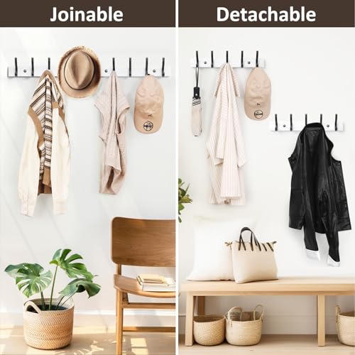 Optish Coat Rack Wall Mount, 16.5 Inches Wood Coat Hooks Wall Mount, Wall Coat Rack with 5 Hooks, Hat Rack Wall Hooks for Hanging Coat, Bag, Towel (1Pack, White) - color: White