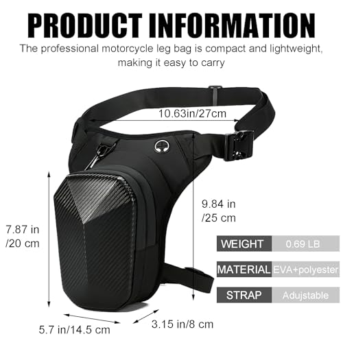 Motorcycle Leg Bag For Men EVA Hard Shell Thigh Bag Drop Leg Bag With Removable Leg Straps Multifunctional Gear Bags For Cycling Hiking Travel Outdoor