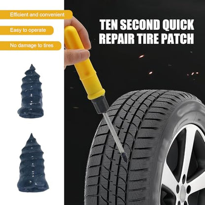 60 PCS Car Tire Repair Nails, 2-size Vacuum Waterproof Tire Plug Kit for Emergency, Tool-free Self-service Puncture Repair Screw, Universal Individually Packaged for Cars Motorcycles (Black)