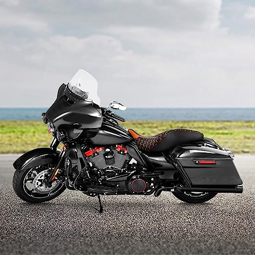 C.C. RIDER Gel 2 Up Rider Driver&Passenger Seat Fit for Harley Touring Road King Street Glide Electra Glide Tri 2009-2023 - color: GEL Seat-Orange