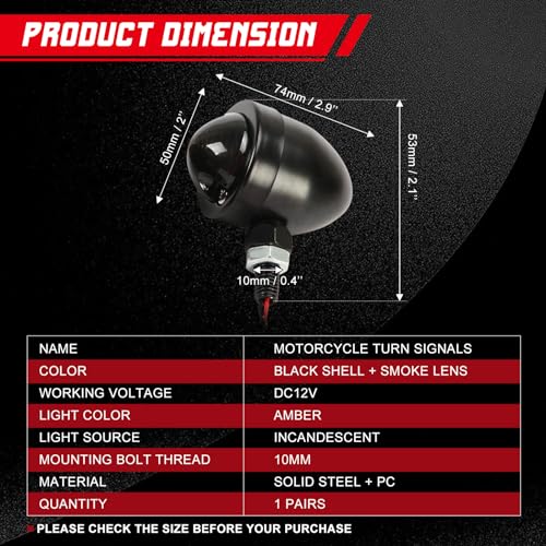 INNOGLOW Motorcycle Turn Signal Lights Bulb Amber Universal Incandescent Lens Indicators Blinkers Lights for Custom Suzuki Kawasaki Harley Davidson Choppers Cruisers (2 PCS) - color: Style-1