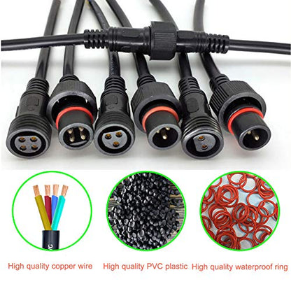4 Wire Plug Connector,16AWG Male Female Plug LED Connector with IP65 Waterproof Wire Connectors,20CM Extension Cable for Car,LED Strip Lights. - size: 16AWG 4pin waterproof connector