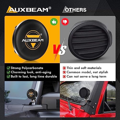 Auxbeam C4 Series 4 Inch Black Protective Light Covers, Round Offroad LED Pods Lens Cap, On Road & Off Road, Polycarbonate Plastic, Snap-On Design, 2 Packs - color: C4 Series 4" Light Covers