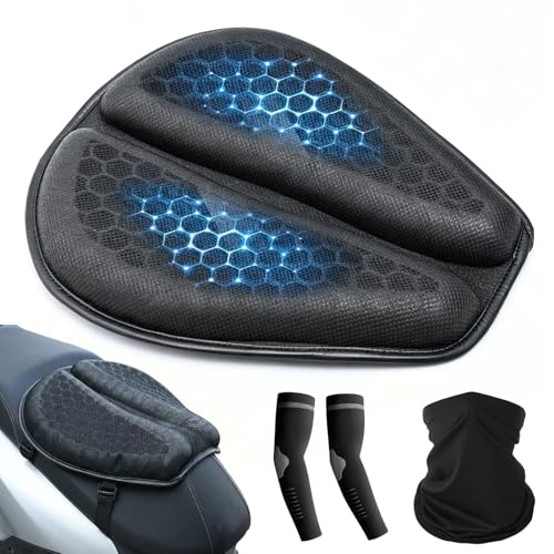 Motorcycle Seat Cushion, 3D Honeycomb Gel Seat Cushion for Motorcycle, Pressure Relief Shock Absorbing Motorcycle Seat Pad, Universal Non-Slip Breathable Cooling Pad for Long Rides, Dirt Bike (A) - color: A