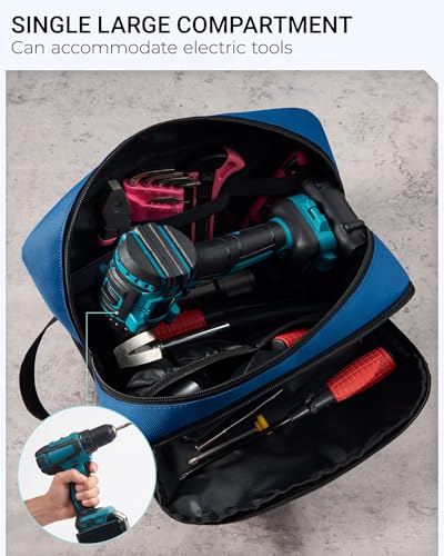 2 Pack Small Tool Bags Zipper Pouch for Organizing, with Adjustable Shoulder Strap & Carabiner, Utility Small Tool Pouch with Multi Pocket Compartments and Label Area (12" & 10") - color: Green/Blue