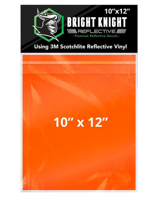 Bright Knight Decals Orange 3M Reflective Tape - 10x12 Flat Sheet Vinyl Motorcycle Helmet Stickers, Waterproof Safety Vinyl Wrap, Reflective Stickers for Helmet, Hard Hats, Cars, Bikes & Rims - color: Orange, size: 10x12
