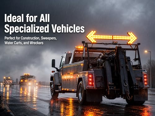 CFLMYYXGS 12V-24V 640 LED Universal Waterproof Vehicle Arrow Pilot Signal Light Watering Cart Sweeper Work Car Construction Vehicle LED Pilot Light Wrecker Indicator Light bar(Amber-Case-Amber) - color: Amber-Case-Amber LED