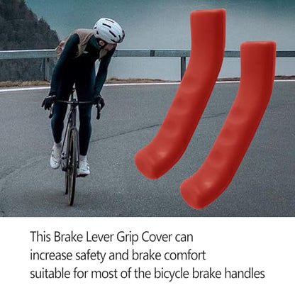 2 Pairs Bicycle Brake Lever Grip Protector Cover, Non-Slip Brake Lever Grip, Silicone Sleeve Universal Brake Protection Handle Cover for Bicycle, Cycling, Road/Mountain Bikes, Red - color: Red