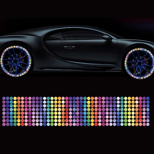 Bicycle Stickers Rainbow Car Decals-320 Pcs Reflective Rim Tape for Bikes Rims for Cars,Bike,Skateboard, Motorcycle Nighty Safety Warning Sticker (320 Pcs Rainbow Dots) - style: 320 Pcs Rainbow Dots