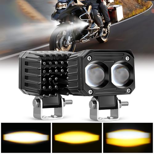 Nilight Motorcycle Driving Lights 2.5 inch White Amber Spot Beam Fog Light LED Pods IP67 Waterproof Auxiliary Offroad Lighting for Motorbike Dirt Bike e-Bike Scooter Snowmobile ATV UTV SUV Truck - color: 2Pcs 2.5Inch Lights White/Amber