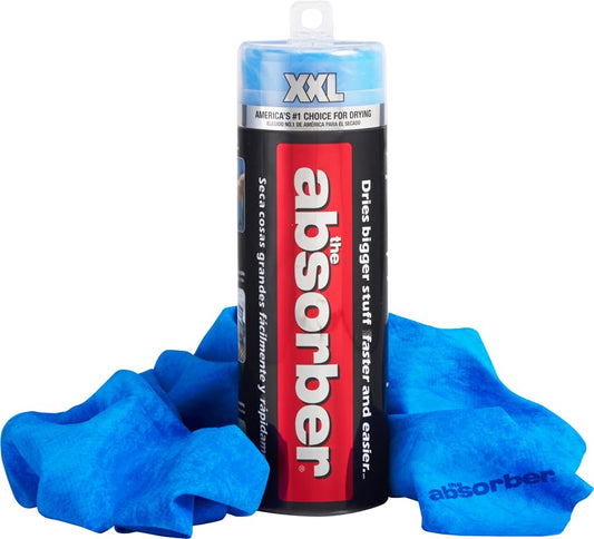 the Absorber® XXL 32-Inch x 20-Inch Synthetic Premium Drying Chamois Cloth for Cars, Trucks, & More - Super Absorbent, Scratch-Free and Washable (Blue) - color: Blue