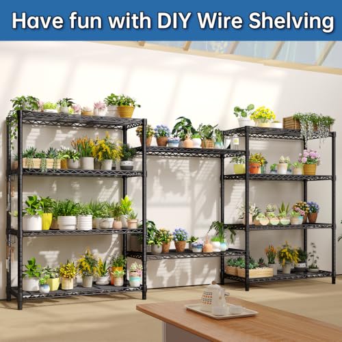 5 Tier Wire Metal Shelving: Adjustable Pantry Storage Shelves, NSF Bakers Rack Heavy Duty Garage Shelving Unit, Utility Shelf Organizer for Closet, Kitchen, 72" H x 36" W x 14" D, Black - size: 36"W x 14"D x 72"H
